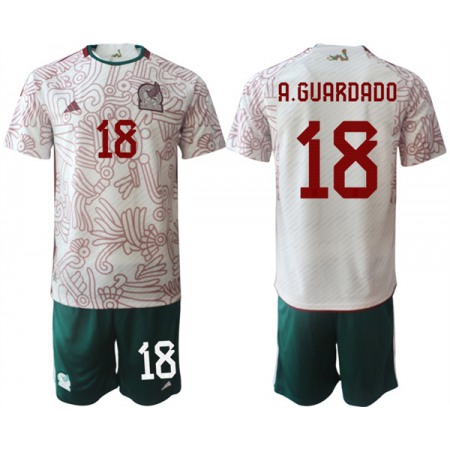 Men's Mexico #18 A.Guardado White Away Soccer Jersey 001 Suit