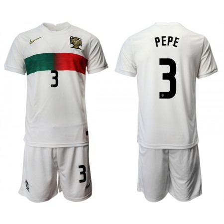 Men's Portugal #3 Pepe White Away Soccer Jersey Suit 001