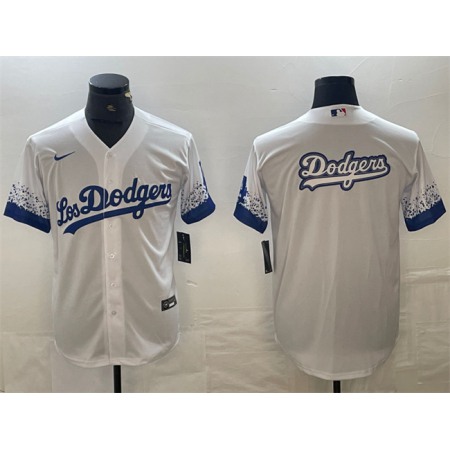 Men's Los Angeles Dodgers White Team Big Logo City Connect Cool Base Stitched Baseball Jersey