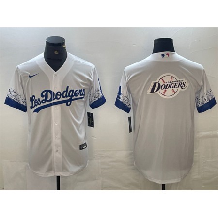 Men's Los Angeles Dodgers White Team Big Logo City Connect Cool Base Stitched Baseball Jersey