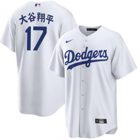 Men's Los Angeles Dodgers #17 Shohei Ohtani White Cool Base Stitched Jersey