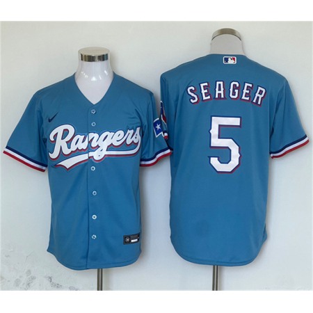 Men's Texas Rangers #5 Corey Seager Blue With Patch Cool Base Stitched MLB Jersey