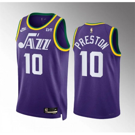 Men's Utah Jazz #10 Jason Preston Purple 2023/24 City Edition Stitched Basketball Jersey