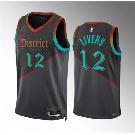 Men's Washington Wizards #12 Isaiah Livers Black 2023/24 City Edition Stitched Basketball Jersey