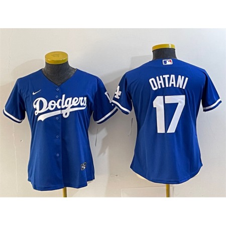 Women's Los Angeles Dodgers #17 Shohei Ohtani Blue Stitched Jersey(Run Small)