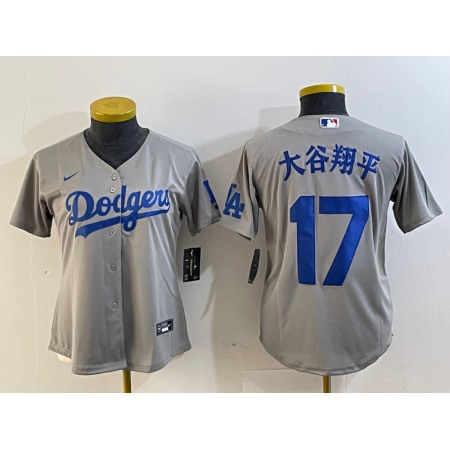 Women's Los Angeles Dodgers #17 Shohei Ohtani Grey Stitched Jersey(Run Small)