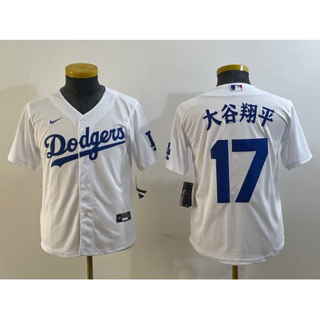 Youth Los Angeles Dodgers #17 Shohei Ohtani White Stitched Baseball Jersey