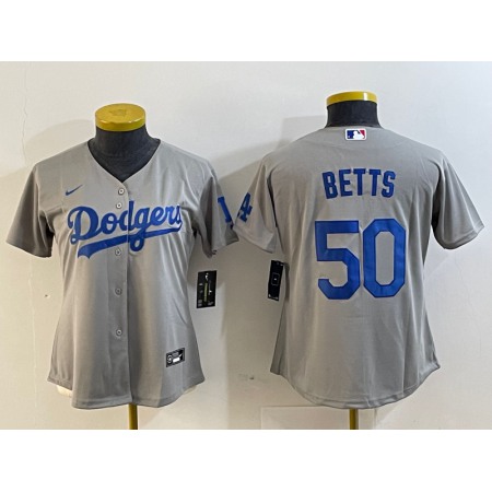 Youth Los Angeles Dodgers #50 Mookie Betts Grey Stitched Baseball Jersey