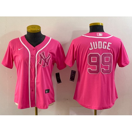 Youth New York Yankees #99 Aaron Judge Pink Stitched Baseball Jersey