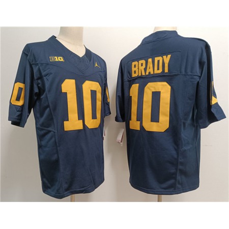Men's Michigan Wolverines #10 Tom Brady 2023 F.U.S.E. Navy Stitched Jersey