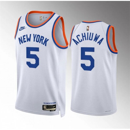 Men's New Yok Knicks #5 Precious Achiuwa White 2021/22 City Edition Stitched Basketball Jersey