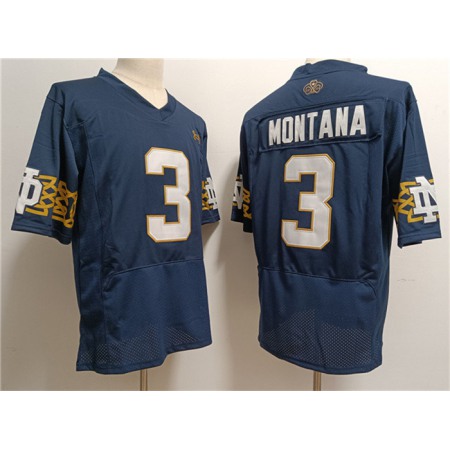 Men's Notre Dame Fighting Irish #3 Joe Montana Navy With Name Limited Stitched Jersey