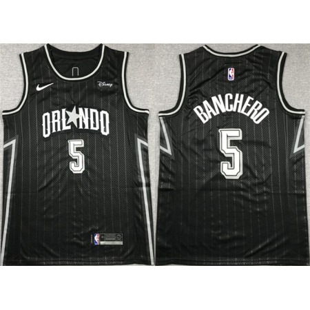 Men's Orlando Magic #5 Paolo Banchero Black Icon Edition Stitched Swingman Jersey