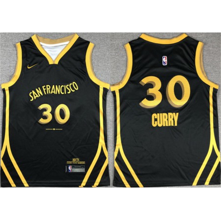 Youth Golden State Warriors #30 Stephen Curry Black Stitched NBA Jersey