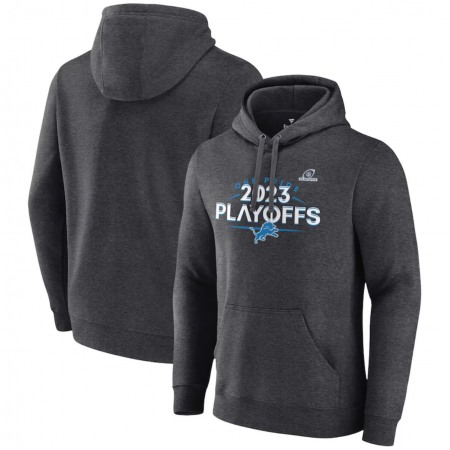 Men's Detroit Lions Heather Charcoal 2023 Playoffs Fleece Pullover Hoodie