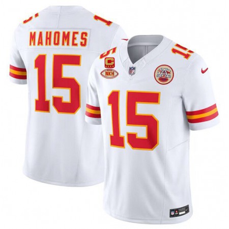 Men's Kansas City Chiefs #15 Patrick Mahomes White 2024 F.U.S.E. With "NKH" Patch And 4-star C Patch Vapor Untouchable Limited Stitched Jersey