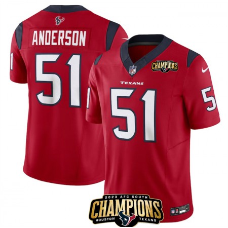 Men's Houston Texans #51 Will Anderson Jr. Red 2023 F.U.S.E. AFC South Champions Patch Vapor Untouchable Limited Stitched Football Jersey