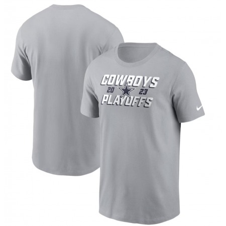 Men's Dallas Cowboys Gray 2023 NFL Playoffs Iconic T-Shirt