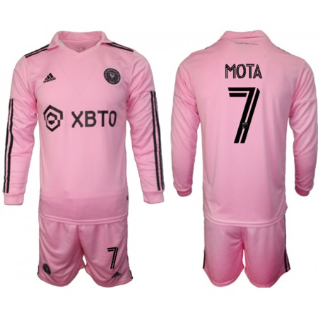 Men's Inter Miami CF #7 Mota 2023/24 Pink Home Soccer Jersey Suit