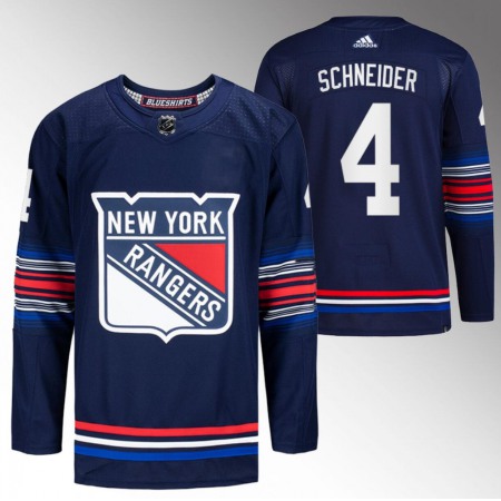 Men's New York Rangers #4 Braden Schneider Navy Stitched Jersey