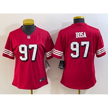 Women's San Francisco 49ers #97 Nick Bosa New Red Stitched Jersey(Run Small)