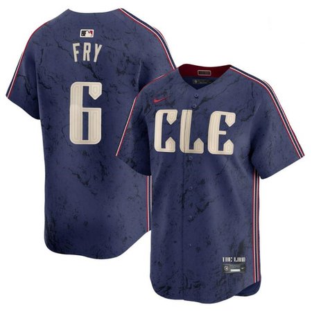Men's Cleveland Guardians #6 David Fry Navy 2024 City Connect Limited Stitched Baseball Jersey