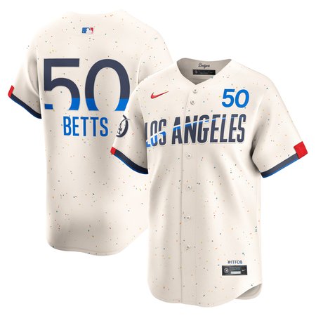 Men's Los Angeles Dodgers #50 Mookie Betts Nike Cream 2024 City Connect Limited Player Jersey
