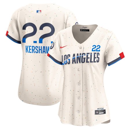 Women's Los Angeles Dodgers #22 Clayton Kershaw Nike Cream 2024 City Connect Limited Player Jersey