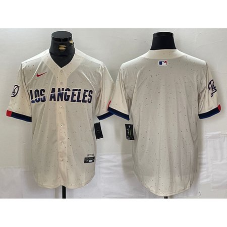 Men's Los Angeles Dodgers Blank Cream Stitched Baseball Jersey