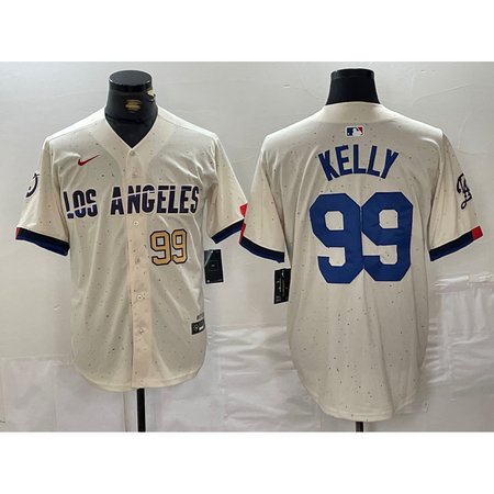 Men's Los Angeles Dodgers #99 Joe Kelly Cream Stitched Baseball Jersey