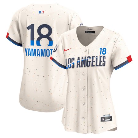 Women's Los Angeles Dodgers #18 Yoshinobu Yamamoto Nike Cream 2024 City Connect Limited Player Jersey