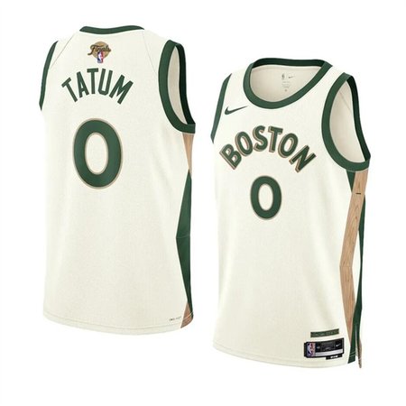 Men's Boston Celtics #0 Jayson Tatum White 2024 Finals City Edition Stitched Basketball Jersey