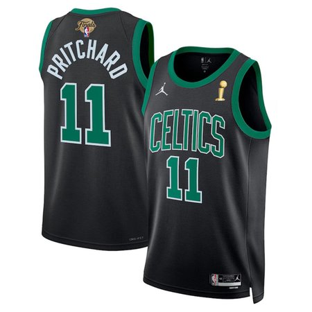 Men's Boston Celtics #11 Payton Pritchard Black 2024 Finals Champions Statement Edition Stitched Basketball Jersey