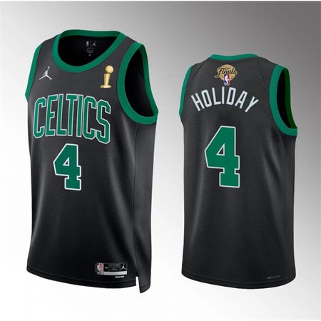 Men's Boston Celtics #4 Jrue Holiday Black 2024 Finals Champions Statement Edition Stitched Basketball Jersey