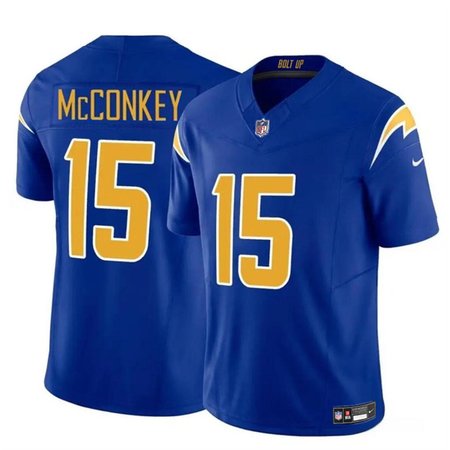 Men's Los Angeles Chargers #15 Ladd McConkey Royal 2024 F.U.S.E Draft Vapor Limited Stitched Football Jersey