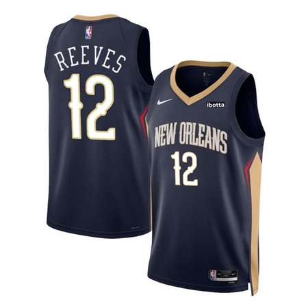 Men's New Orleans Pelicans #12 Antonio Reeves Navy 2024 Draft Icon Edition Stitched Basketball Jersey