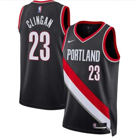 Men's Portland Trail Blazers #23 Donovan Clingan Black 2024 Draft Icon Edition Stitched Basketball Jersey