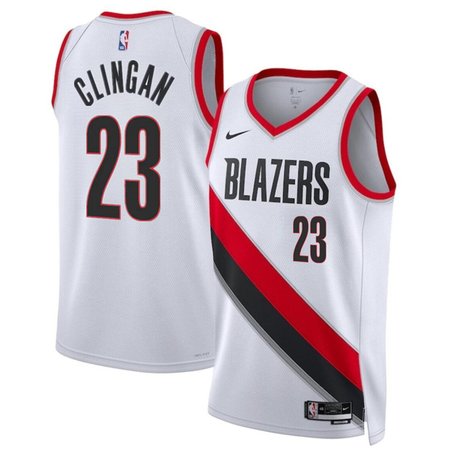 Men's Portland Trail Blazers #23 Donovan Clingan White 2024 Draft Association Edition Stitched Basketball Jersey