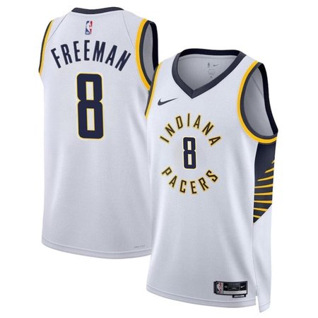 Men's Indiana Pacers #8 Enrique Freeman White 2024 Draft Association Edition Stitched Basketball Jersey