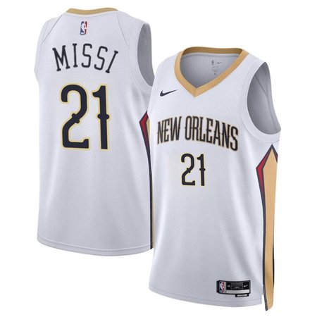 Men's New Orleans Pelicans #21 Yves Missi White 2024 Draft Association Edition Stitched Basketball Jersey