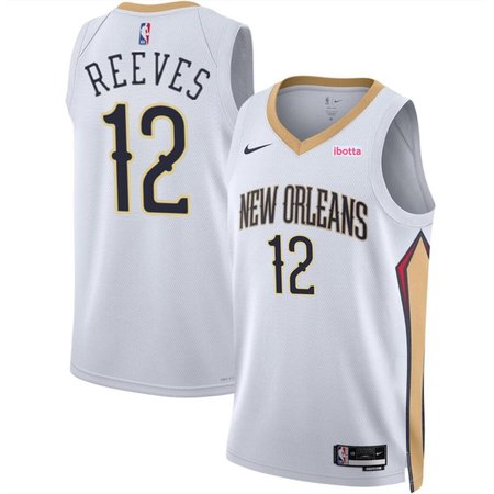 Men's New Orleans Pelicans #12 Antonio Reeves White 2024 Draft Association Edition Stitched Basketball Jersey