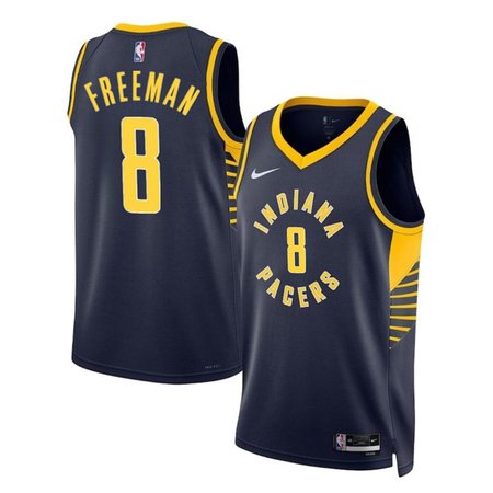 Men's Indiana Pacers #8 Enrique Freeman Navy 2024 Draft Icon Edition Stitched Basketball Jersey