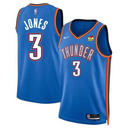 Men's Oklahoma City Thunder #3 Dillon Jones Blue 2024 Draft Icon Edition Stitched Basketball Jersey