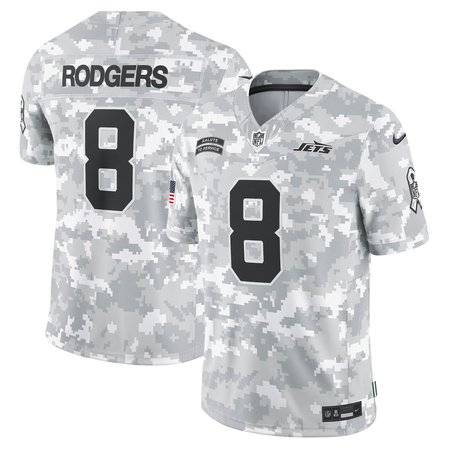 Men's New York Jets Aaron Rodgers Nike Arctic Camo 2024 Salute to Service Limited Jersey