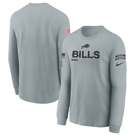 Youth Buffalo Bills Nike Gray 2024 Salute To Service Long Sleeve T-Shirt