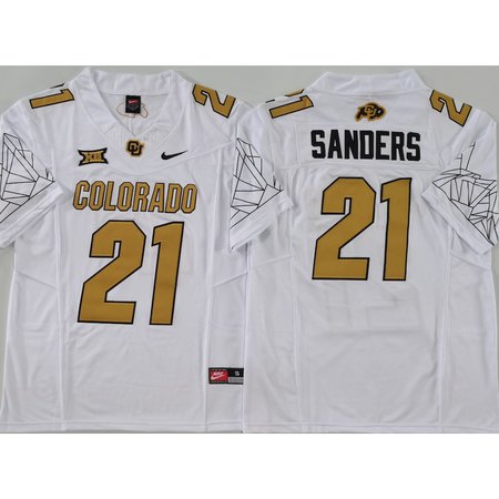 Men's Colorado Buffaloes White #21 Sanders Stitched Jersey