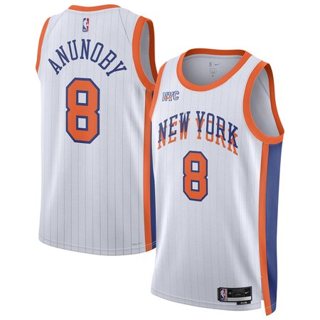 Unisex New York Knicks OG Anunoby Nike White 2024/25 Swingman Player Jersey - City Edition