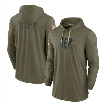 Men's Cincinnati Bengals 2022 Olive Salute to Service Tonal Pullover Hoodie