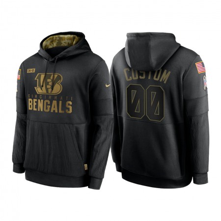 Men's Cincinnati Bengals Customized 2020 Black Salute To Service Sideline Performance Pullover Hoodie