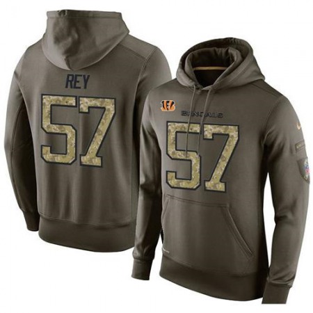 NFL Men's Nike Cincinnati Bengals #57 Vincent Rey Stitched Green Olive Salute To Service KO Performance Hoodie